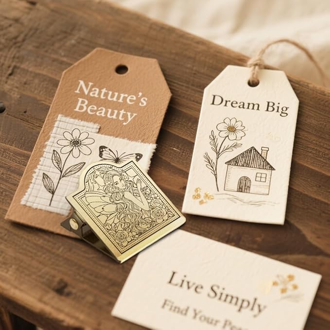 ANATTASOUL Travel Journal Clip Vintage Fairy and Flowers Metal Book Clips, Decorative Heavy Duty Journal Clips to Hold Journal Open for Notebook, Photo, Bookmark, Office Kitchen Home DIY Use