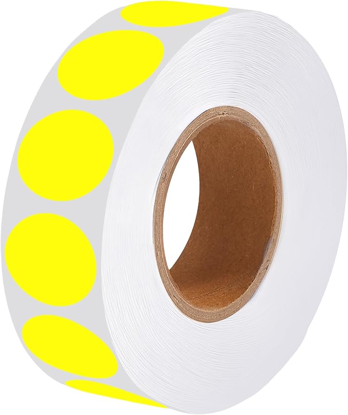 1000 Pcs Round Stickers 1 Inch Color Circle Dot Stickers Small Code Labels for Office Shop Yard Sale Home Classroom Marking (Yellow, 1 inch)
