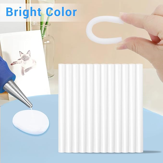 Manarty White Hot Glue Sticks, 48 PCS 0.27" Dia x 4" Long Mini Hot Melt Glue Sticks Colored, Adhesive EVA Glue Sticks for Sealing Repairing Stamp DIY Art Handmade Car Craft Decoration Office Project