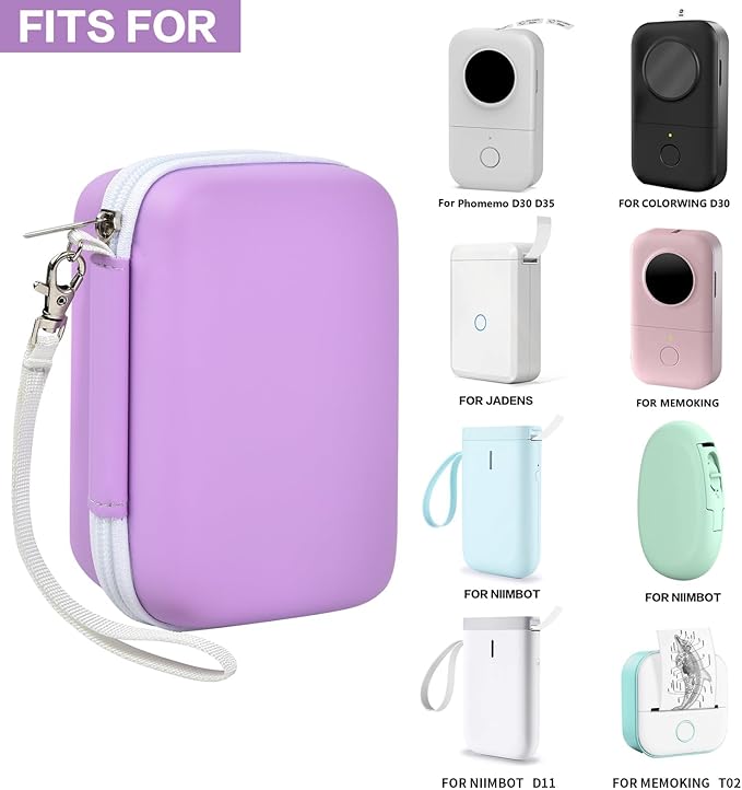PAIYULE Hard Carrying Case for Phomemo D30 D35 Label Maker, Label Printer Case for Nelko P21, for NIIMBOT D110 D11, for Marklife P11 P12, for SUPVAN E10, Protective EVA Storage Bag with Mesh Pocket