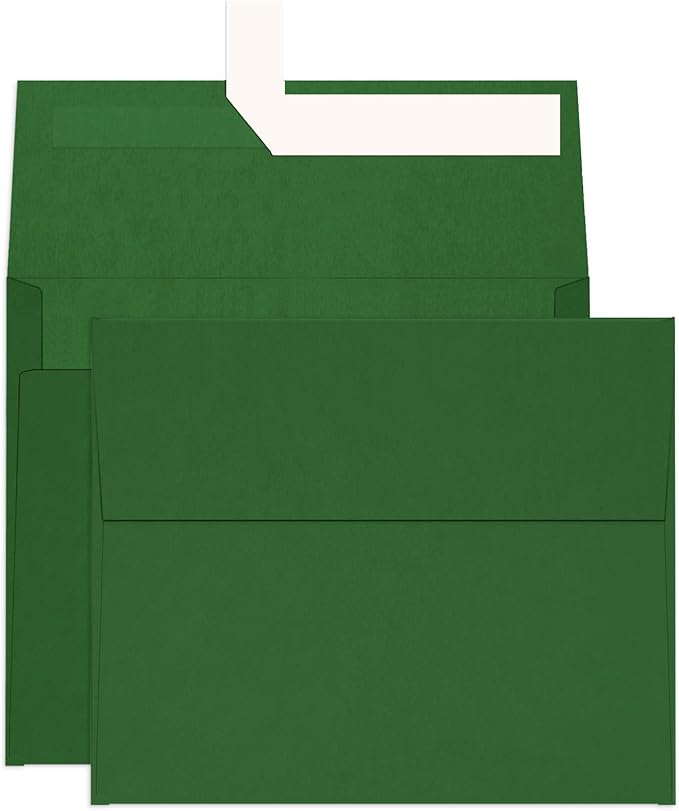 Dark Green Envelopes A2 100 Pack Self Seal, Goefun 120 GSM Printable Invitation Envelopes 4-3/8 x 5-3/4 for Card Making, Photos, Wedding Invitations, Graduation, Baby Shower, and Various Holidays