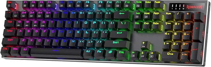 Redragon K556 PRO Wireless RGB Mechanical Gaming Keyboard, 104-Key Aluminum | 0 Delay Tri-Mode BT/2.4GHz/USB-C for More Devices, Rock-Solid Stability, AM-PM Using Durability, Quiet Linear Red Switch