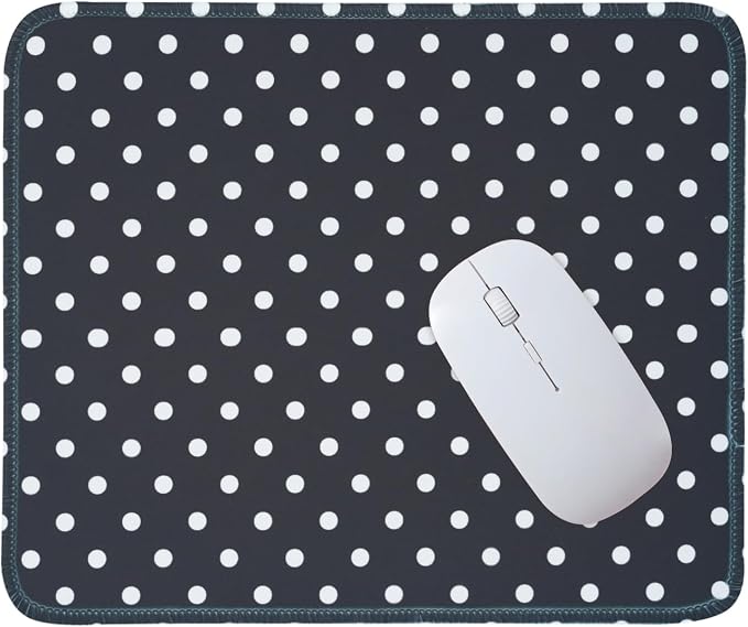 Mouse Pad for Desk with Stitched Edge, Premium Cute Washable Mouse Pads. Computer Mousepad with Non-Slip Rubber Base, Mousepads for Laptop, 9.25x7.75x0.12 inch (Classic Polka Dots)