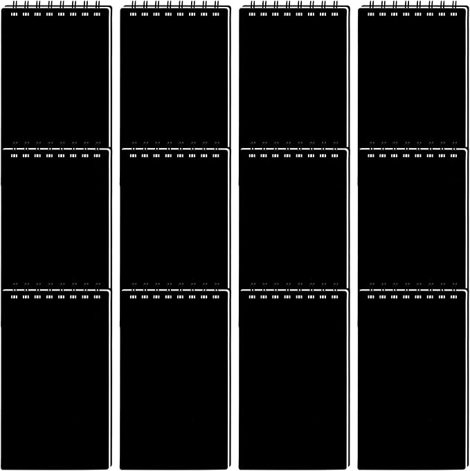 12 Pack Pocket Notebooks, 3x5 inch Small Notepads, Mini Spiral Notebook, Little Pocket Size, Lined College Ruled Paper, Memo Note Pads for Home, Office, School, Travel (Black)
