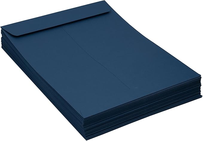 LUXPaper 9 x 12 Open End Envelopes | Peel & Press | Navy Blue | 80lb. Text | 500 Qty