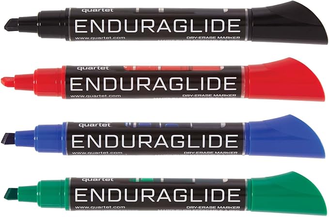 Quartet Dry Erase Markers Accessory Kit, Includes 4 Chisel Point EnduraGlide Dry Erase Markers, Whiteboard Eraser & White Board Cleaning Spray Bottle, for Teachers, Home, School & Office (5001M-4SK)