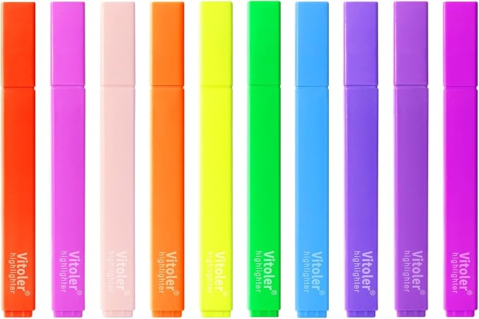 Vitole Cute Highlighters Set,Assorted Color,Quick Dry,Chisel Tip,10Pcs | Cute Pastel,No Bleed,Bible Study for Adults in the Home School Office