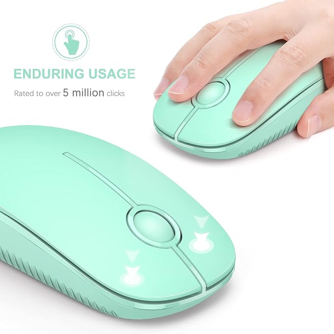 VssoPlor Wireless Mouse, 2.4G Slim Computer Laptop Mouse, Mint Green | Portable Mouse, Plug & Play USB Nano Receiver, Quiet Silent Optical Mice for Notebook, PC, Laptop, Computer, Windows, Mac