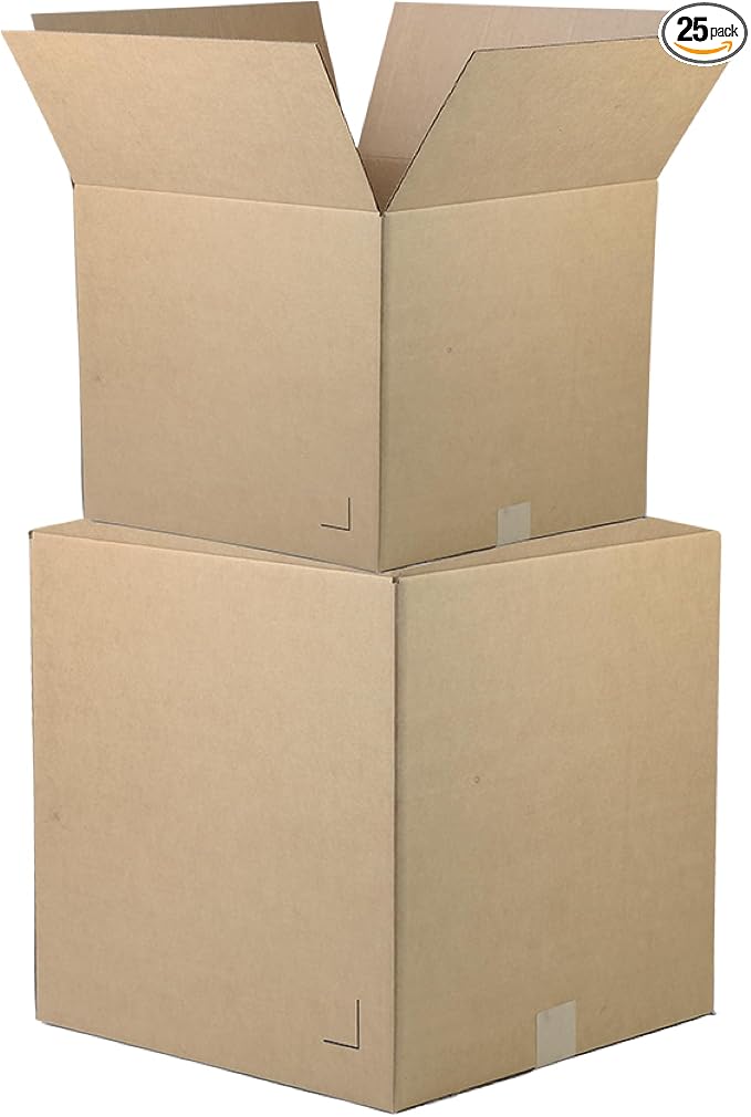 The Boxery 8 5/8"x6 1/4"x9 11/16" Corrugated Cardboard Boxes 25-Pack | Durable ECT 32 Corrugated Shipping Boxes for Mailing, Packing, Moving, and Storage — Recyclable and Made in the USA