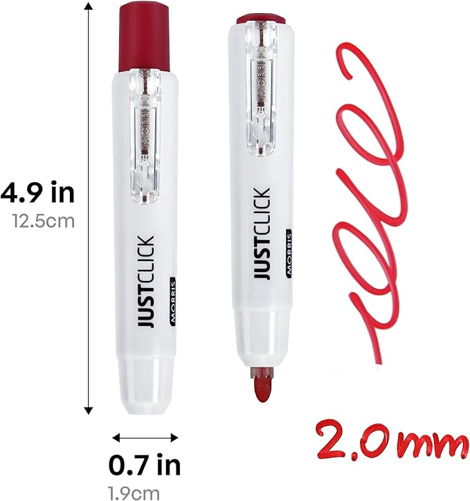 carrotez Retractable Dry Erase Markers, Click Dry Erase Whiteboard Markers, Bullet Tip, Thick Barrel, 12 Count, Red
