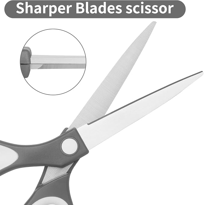 Left Handed Scissors, 8.5 Inch Multi-Purpose Premium General Purpose Shears, Sharp Stainless Steel Blades for Cutting in Schools, Offices, Household Items, Set of 3
