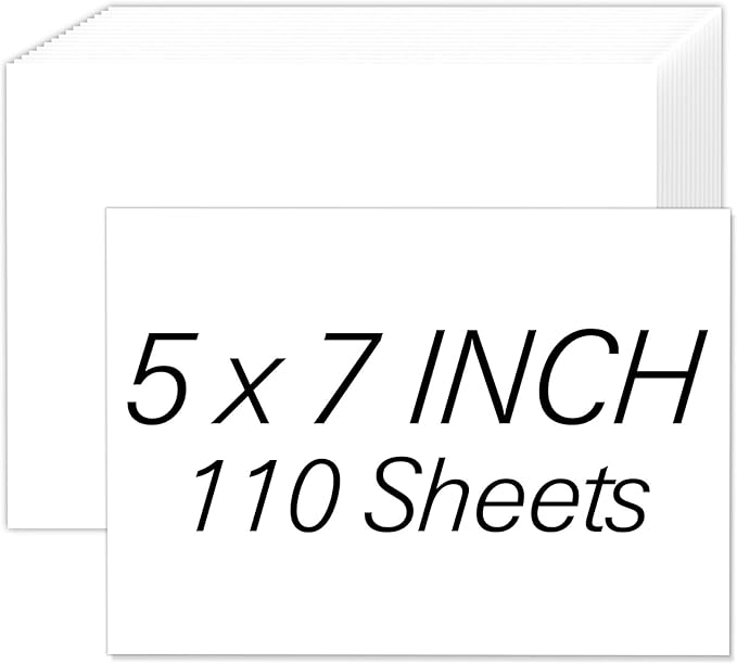 White Cardstock 5x7, 110 Sheets 5x7 Cardstock Paper, 200 GSM Premium Cardstock 5 x 7, Blank White Card Stock Paper for Printer, DIY Cards, Greeting Cards, Wedding Invitation, Postcards