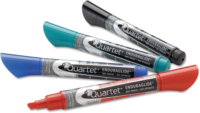 Quartet Dry Erase Markers, Whiteboard Markers, Bullet Tip, EnduraGlide, Assorted Classic Colors, 4 Pack (5001-1MA)