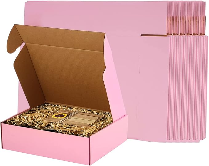 11x9x3 Inch Pink Shipping Boxes Pack of 26, Corrugated Cardboard Mailer Box, Literature Mailer for Small Business (Pink)