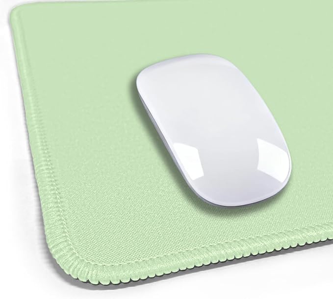 FROGIGO Mouse Pad with Stitched Edges - Solid Color Mousepad for Women, 9.25 x 7.75 inch Washable Square Desk Pad, Non-Slip Rubber Base, Office Home Laptop Accessories - Sage Green