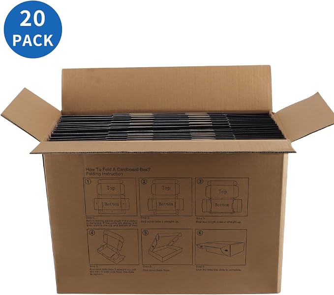 Hoikwo Medium Shipping Boxes for Mailing Shipping Packaging, Corrugated Cardboard Boxes for Packaging Small Business, (Black, 12x9x4-20 Pack) | for Mailing Shipping Packaging, Corrugated Cardboard Boxes for Packaging Small Business, (Black, 12x9x4-20 P...