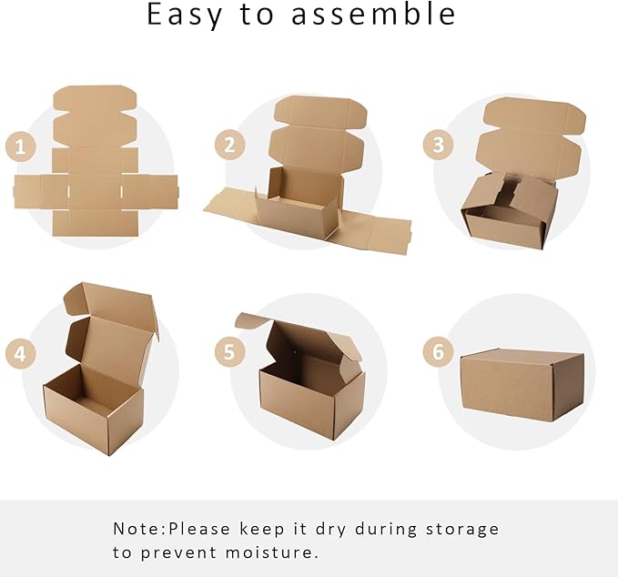 BIOBROWN 6x4x3" 50 Pack Corrugated Cardboard Boxes Small Shipping Box for Packaging Small Business Mailer Mailing Kraft