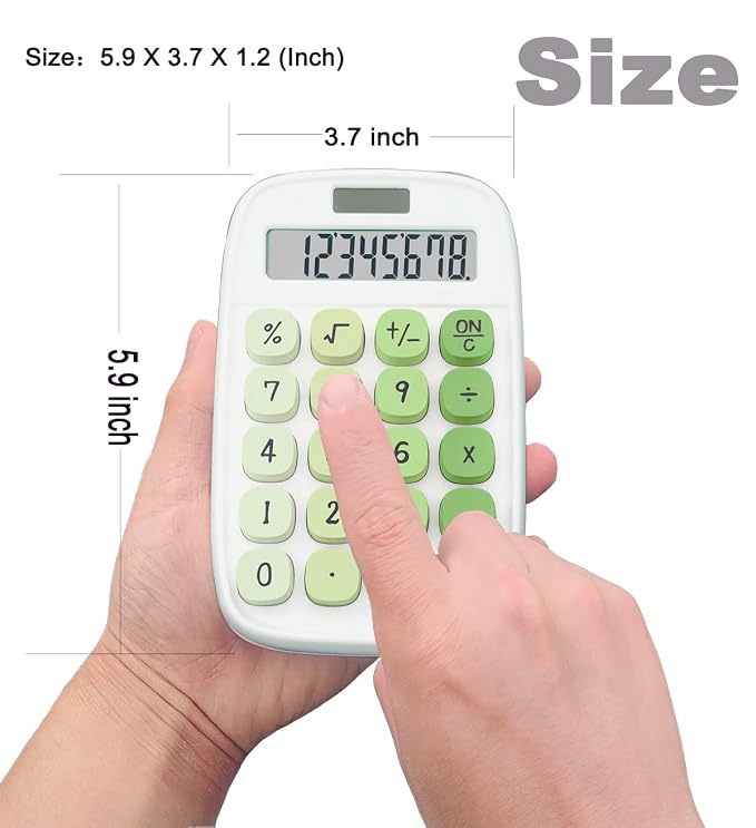 Mechanical Calculator, Bubble Calculator (Green) | Large LCD Display 8 Digit Tilt Screen and Big Button for Teachers Students Basic Office