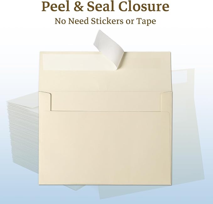 Goefun Folded Cream Blank Cards and Envelopes 4x6, 100 Pack | Goefun Ivory Card Stock 4 x 6 and A6 Envelopes Self Seal for Invitations, Wedding, Birthday, Baby Shower & All Occasion
