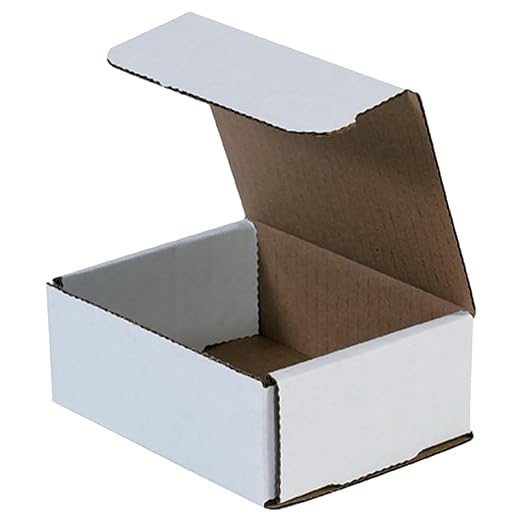 Aviditi White Corrugated Cardboard Mailing Boxes, 5" x 4" x 2" (Pack of 50) Crush-Proof Mailers, Small Cardboard Boxes for Shipping, Packing, Moving, and Storage