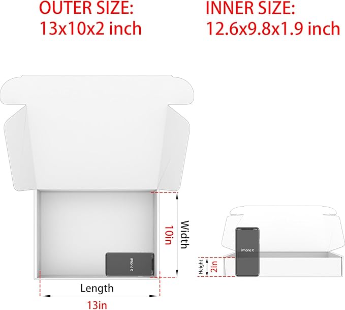 Black Shipping Boxes for Small Business Pack of 25-13x10x2 inches Cardboard Corrugated Mailer Boxes for Shipping Packaging Craft Gifts Giving Products