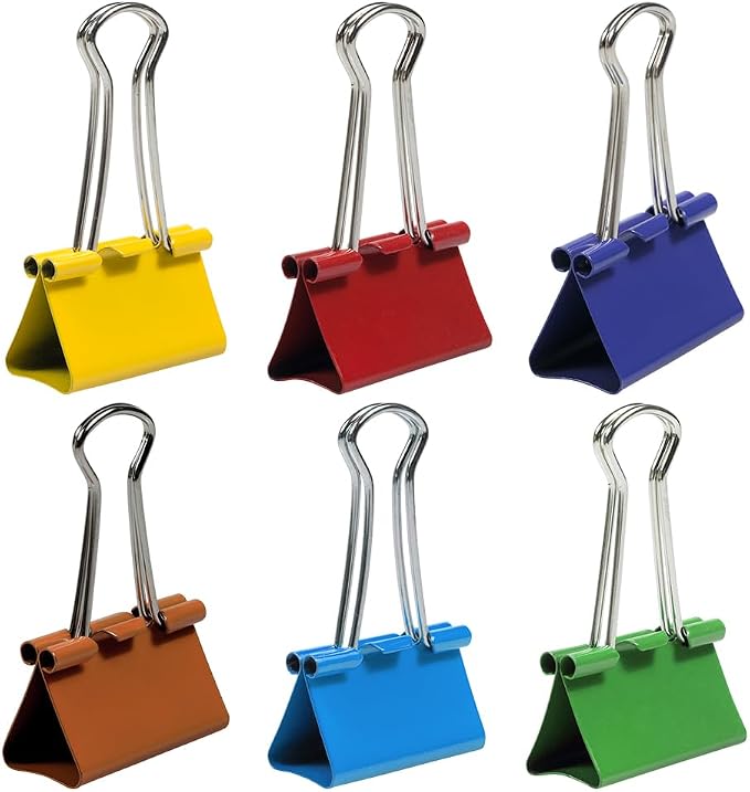 JAM PAPER Colorful Binder Clips Assortment - Medium - 1 1/4 Inch (32 mm) - Assorted Rainbow Colors - 90 Binderclips/Pack