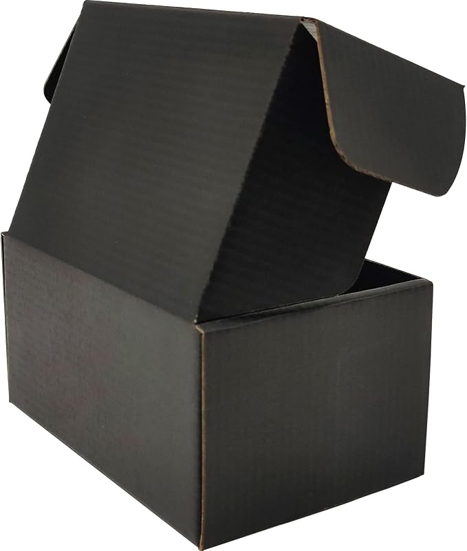 6x4x3 Shipping Boxes Set of 50, Black Mailer Corrugated Cardboard Box | for Packaging, Literature, Packing, Mailing, Storage, Small Business, Moving, Gift, Supplies, Quick Fold, Tab Locking