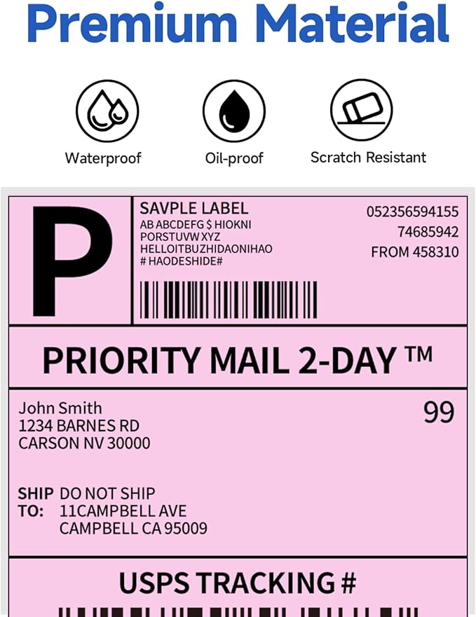 Phomemo 4X6'' Thermal Shipping Labels - Pack of 500 4x6 Fan-Fold Labels for Shipping Labels, Address, Mail, Product Logo Labels, Commercial Grade, Pureple