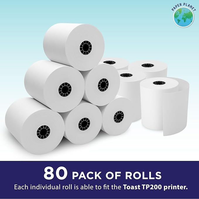 Thermal Receipt Paper for Toast TP200 Printer by Paper Planet | 80 Rolls