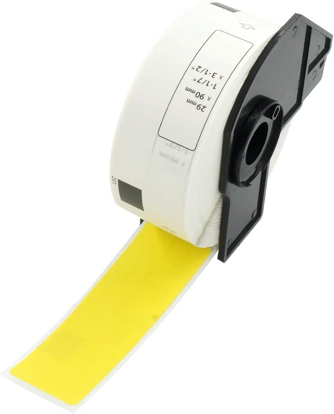 BETCKEY - Standard Address Labels Replacement for Brother DK-1201 (1.1 in x 3.5 in), Compatible with Brother QL Label Printers [1 Rolls/400 Labels, Yellow]