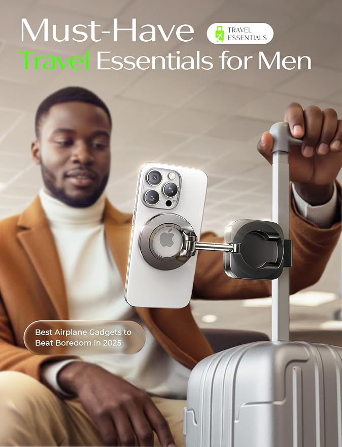 LISEN Airplane Travel Essentials for Flying Airplane Phone Holder for Desk | Phone Stand Hands Free MagSafe Travel Accessories Flying Long Flight Essentials Airplane Gadgets Gifts for Men