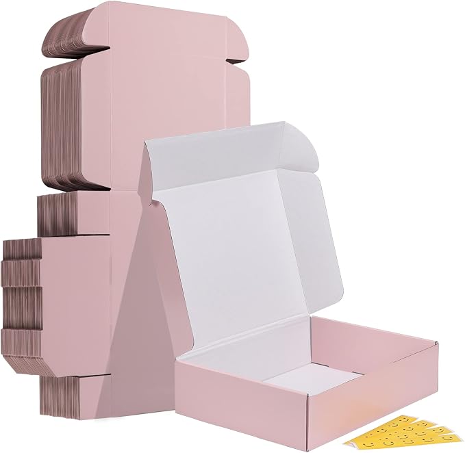HORLIMER 12x9x3 inches Shipping Boxes Set of 20, Pink Medium Corrugated Cardboard Gift Mailer Box