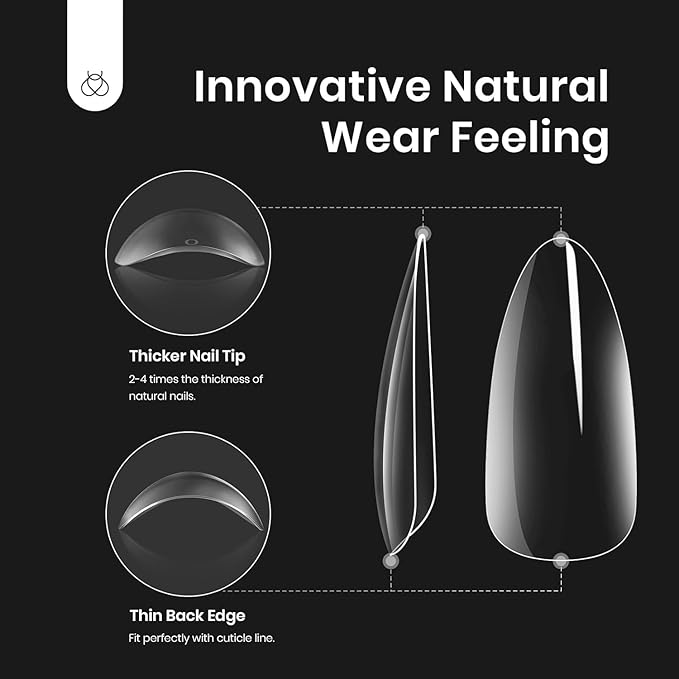 Beetles Gel Nail Kit Almond Nail Tips Easy Nail Extension Set 9 In 1 Nail Glue Gel with Pre shaped Medium Almond Nail Tips & UV Nail Lamp Acrylic Nail Clipper DIY Art Gifts for Her