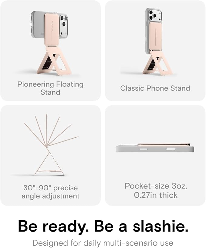 MOFT Phone Tripod Stand, Portable Selfie Stick for iPhone, Mulit-Angle | Pocket Size | Strong Magnets l MOVAS Leather | Magsafe Compatible | Easy to Charge | Stylish |For Content Creators