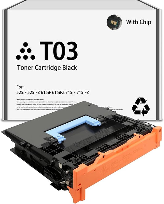 T03 Toner Cartridge Black Compatible with Canon T03 Toner ImageRunner Advance 525iF 525iFZ 615iF 615iFZ 715iF 715iFZ DX 527iF 527iFZ 617iF 617iFZ 717iF 717iFZ X1861 X1871 Printers（1Pack，2725C001AA）