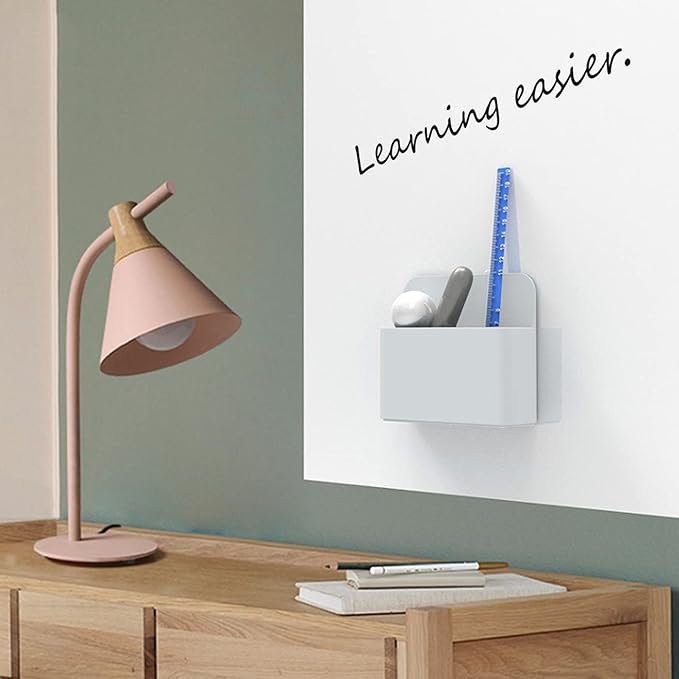 Magnetic Dry Erase Marker Holder, 2 Pack Magnetic Pen Marker Holder for Whiteboard, Fridge, Locker Accessories, School, Office, Home, Magnet Pen Cup, White