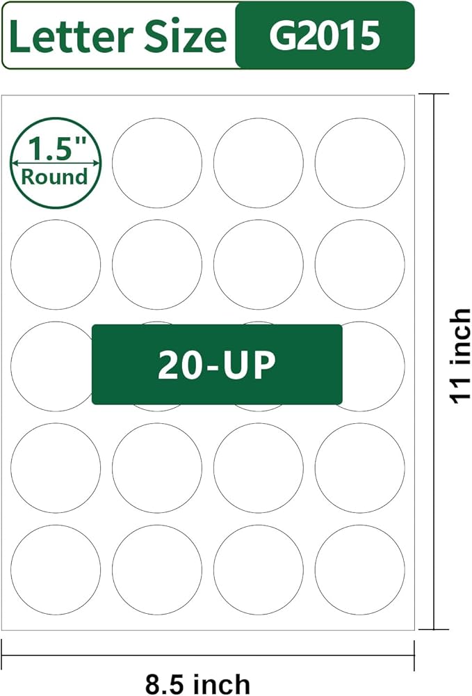 2.5" Round Labels Printable,Matte White Circle Stickers for Inkjet & Laser Printer,Permanent Adhesive Blank Sticker Paper,40 Sheets,240 Labels,for Product Merchandising, Favors and Crafts