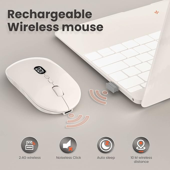 MAGIC-REFINER X1 Wireless Computer Mouse with Battery Level Visible | 2.4G Portable, Ultra Slim USB Mouse, Silent Click, 1600 DPI for Win/Mac/PC/Laptop/Computer/Office/Travel