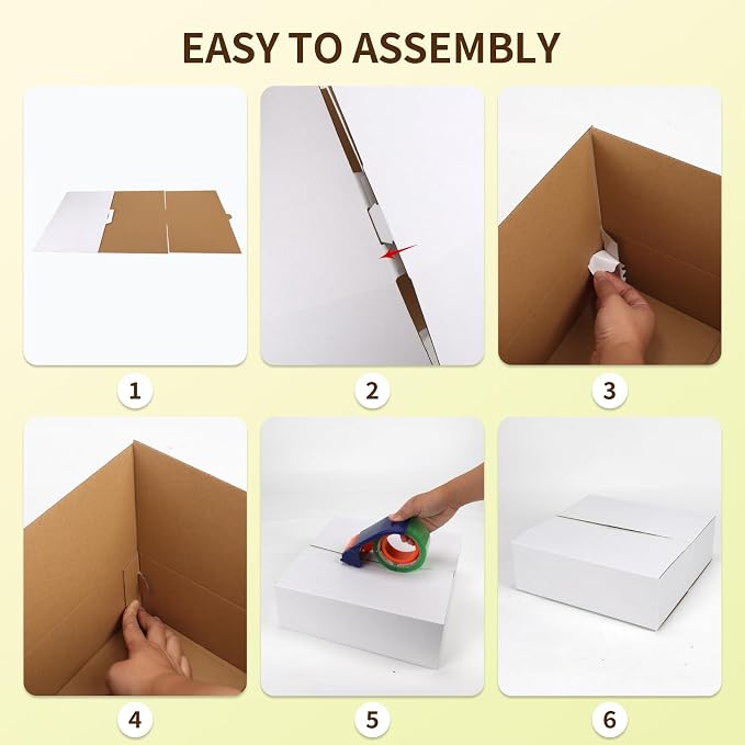 WIFTREY 12x12x3 inches White Shipping Boxes Pack of 15, Corrugated Cardboard Boxes 12 x 12 x 3 for Packaging Small Business, Moving, Mailing