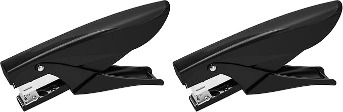 Amazon Basics Effortless Handheld Plier Stapler, 25 Sheet Capacity, Heavy Duty, Black (Pack of 2)