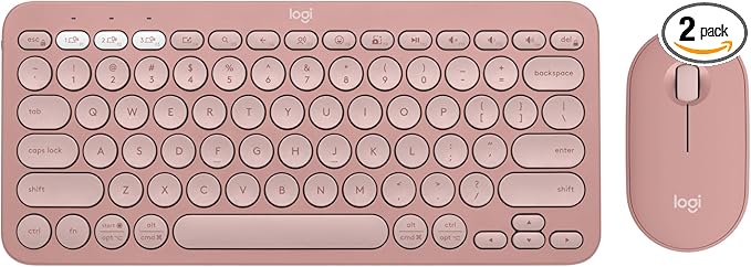 Logitech Pebble 2 Combo, Wireless Keyboard and Mouse, Quiet and Portable, Customizable, Logi Bolt, Bluetooth, Easy-Switch for Windows, macOS, iPadOS, Chrome - Tonal Rose