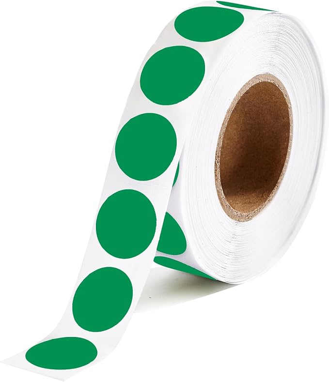 1000 Pcs Round Stickers 1 Inch Color Circle Dot Stickers Small Code Labels for Office Shop Yard Sale Home Classroom Marking (Green, 1 inch)