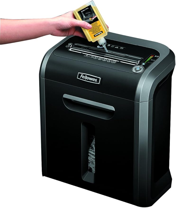 Fellowes 12C15 12 Sheet Cross-Cut Paper Shredder for Home and Office with Safety Lock & Powershred Performance Shredder Oil, 16 oz. Extended Nozzle Bottle (3525010)