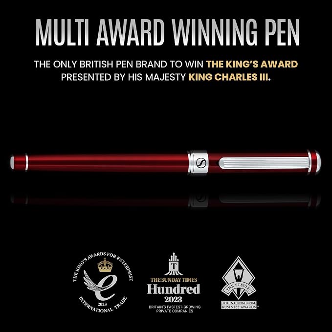 Scriveiner Personalized Deep Crimson Red Rollerball Pen - Stunning Red Lacquer Luxury Pen with Chrome Finish, Schmidt Ink Refill, Engraved Roller Ball Gift Set for Men & Women, Custom Name Engraving