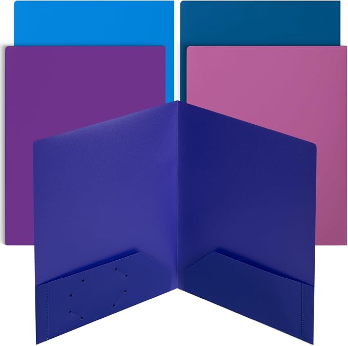 Mr. Pen- Plastic Folders with Pockets, 5 pcs | Aesthetic File Folder with Business Card Slot, 2-Pocket Folder, Back to School, Office, Filing Supplies