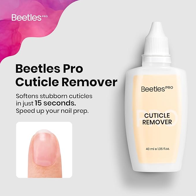 Beetles Pro Cuticle Remover - 40ml Each, Fast Drying Cuticle Remover Softener Liquid Gently Removes Dead Skin & Overgrown Cuticles for Nail Technicians, Professional Salon Manicure
