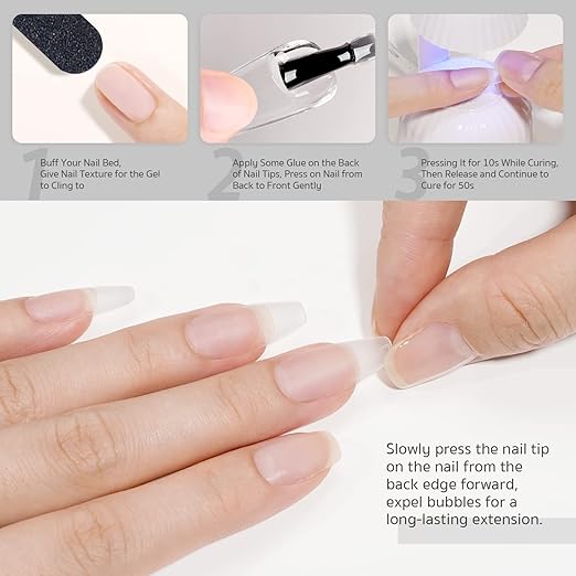 GAOY Nail Glue Gel, 2 in 1 Nail Glue and Base Coat for Acrylic Tips, 16ml Gel for Press on Nails for Long Lasting UV Light Cure DIY