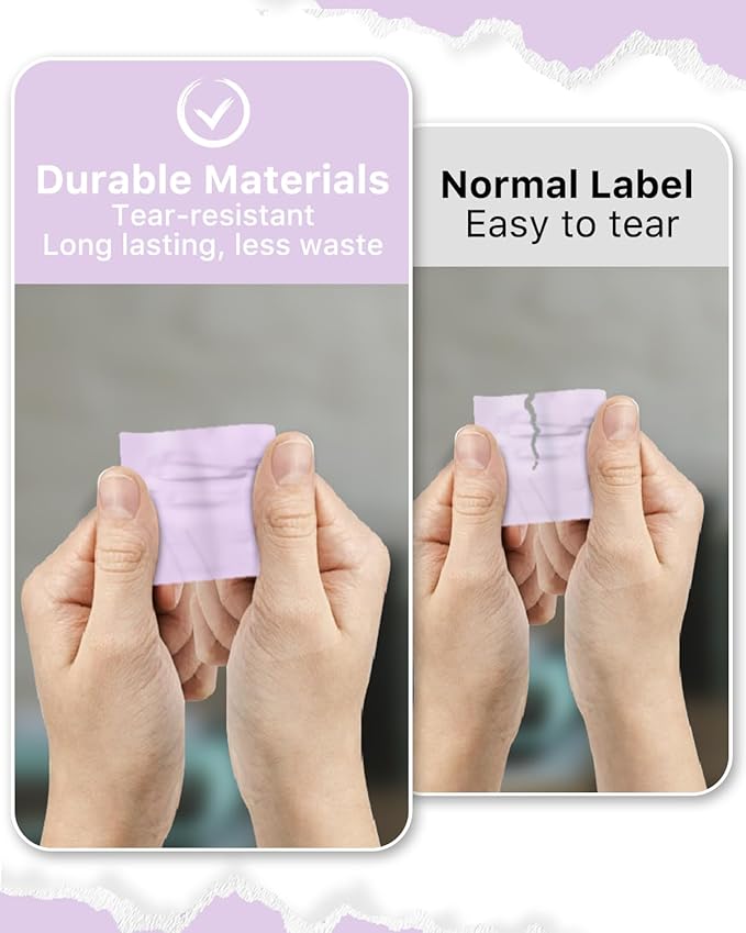 iEager Purple Square Thermal Label Stickers, 2"x2" Self-Adhesive Square Direct Thermal Labels with Perforation Line, 500 Sheets/Roll