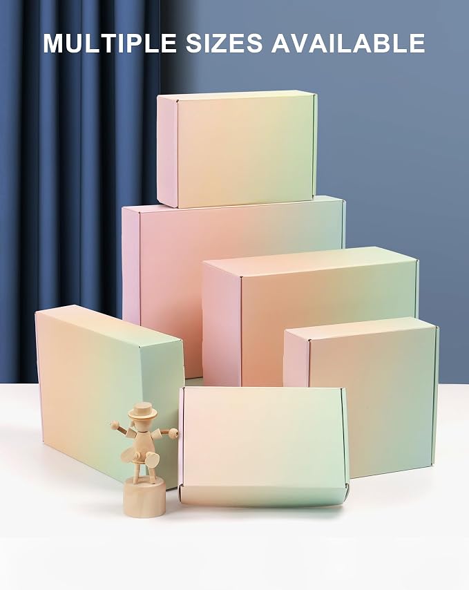 50 Pack 6x6x2 Inch Small Shipping Boxes, Colored Cardboard Boxes for Shipping Mailing Packing
