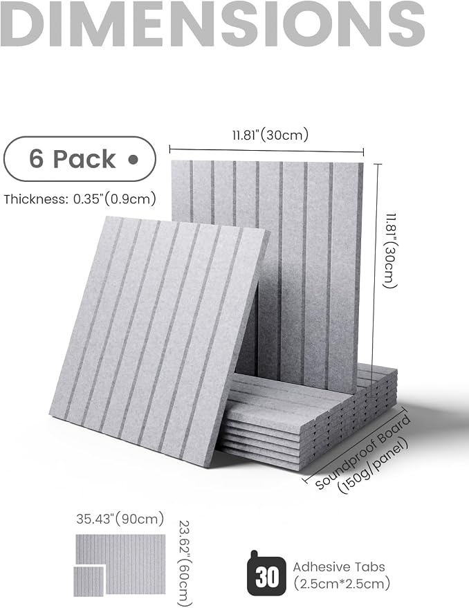 Fluxynara 36" x 24" Large Felt Bulletin Board, Soft Gray | 6 Pack Cork Board Alternative with 30 Safe Adhesive Tabs, Felt Pin Boards for Wall Decor, Home, Office, Classroom, Dorm